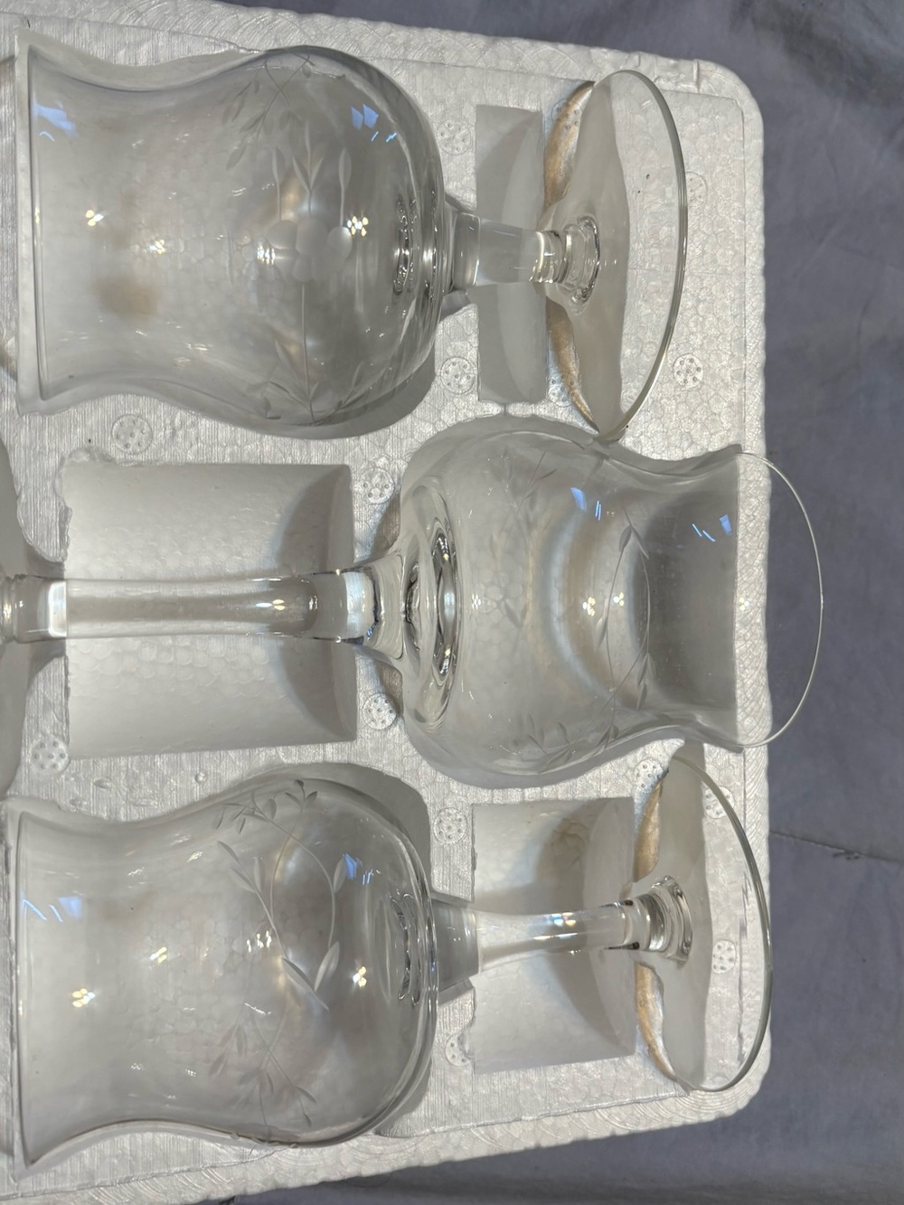 Princess House Clear Etched Stemware Set, Crystal-Clear Glass
